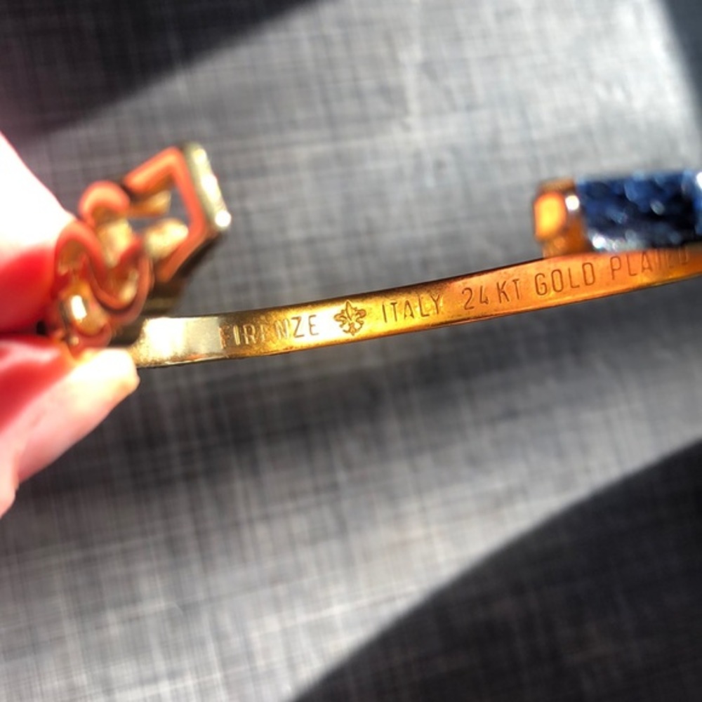 Vintage Gucci Gold GG Blue Snakeskin Bracelet - Picture 4 of 6